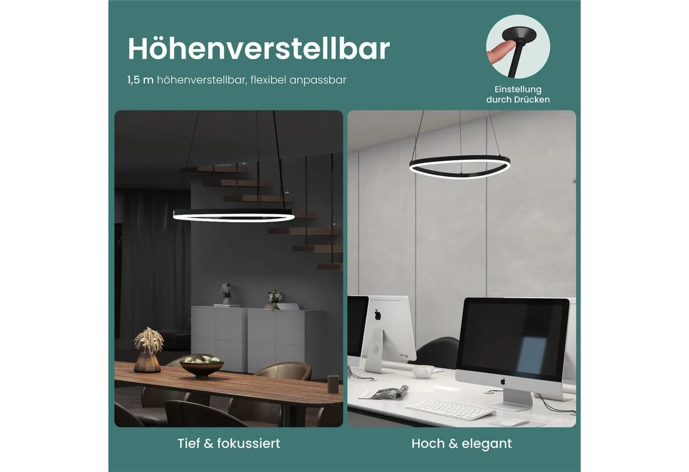 Mai & Mai LED Pendelleuchte Luvina06 Schwarz Dynamisches Wellendesign - Bild 4