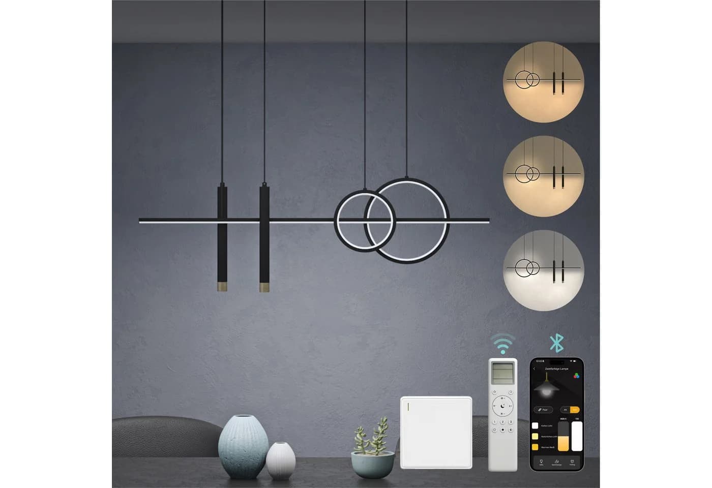 Mai & Mai LED Pendelleuchte Luvina-09 Schwarz Modern
