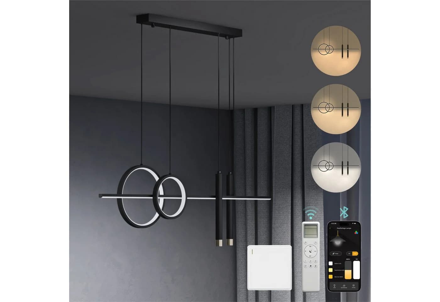 Mai & Mai LED Pendelleuchte Luvina-09 Schwarz Modern - Bild 3