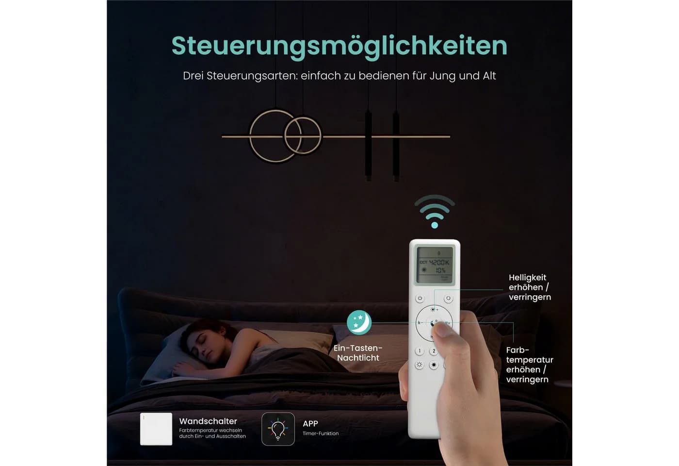 Mai & Mai LED Pendelleuchte Luvina-09 Schwarz Modern - Bild 5