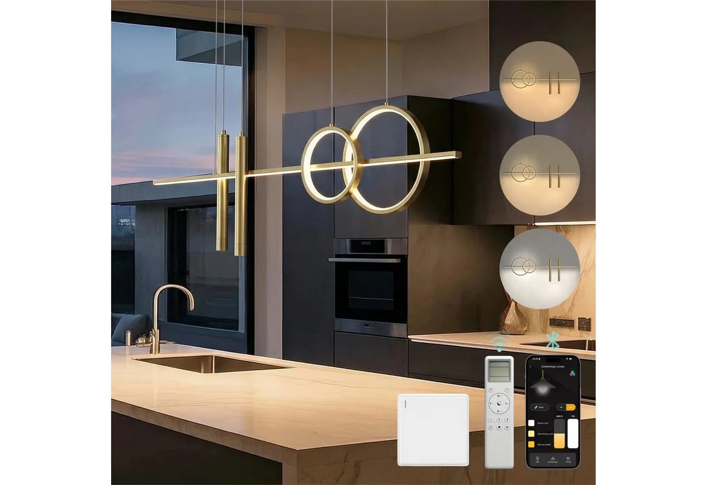 Mai & Mai LED Pendelleuchte Linear Design 100cm Gold