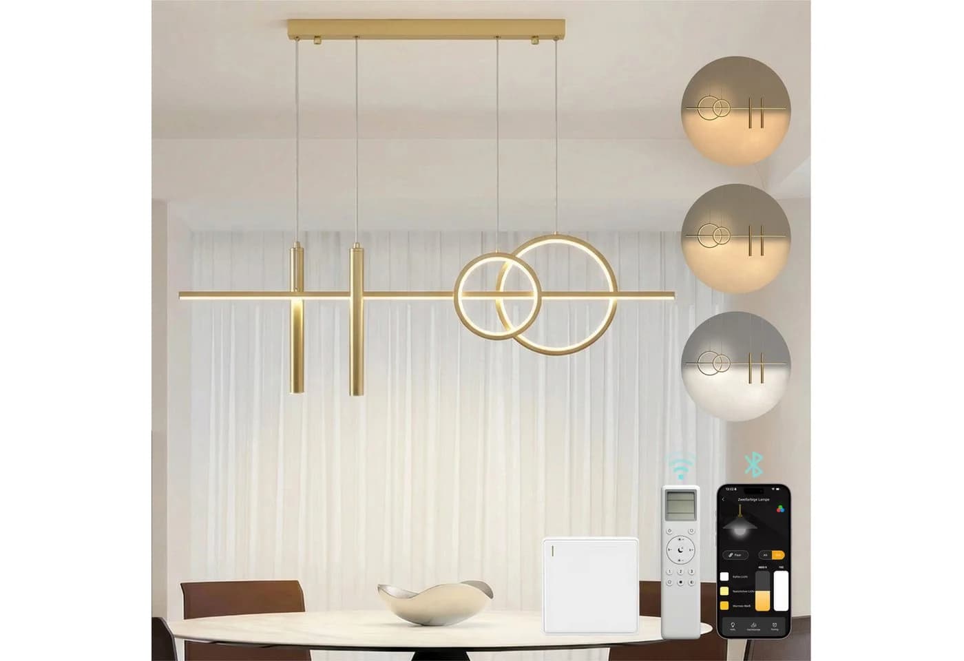 Mai & Mai LED Pendelleuchte Linear Design 100cm Gold - Bild 2