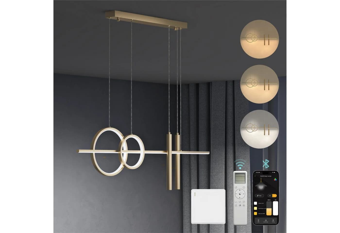 Mai & Mai LED Pendelleuchte Linear Design 100cm Gold - Bild 3