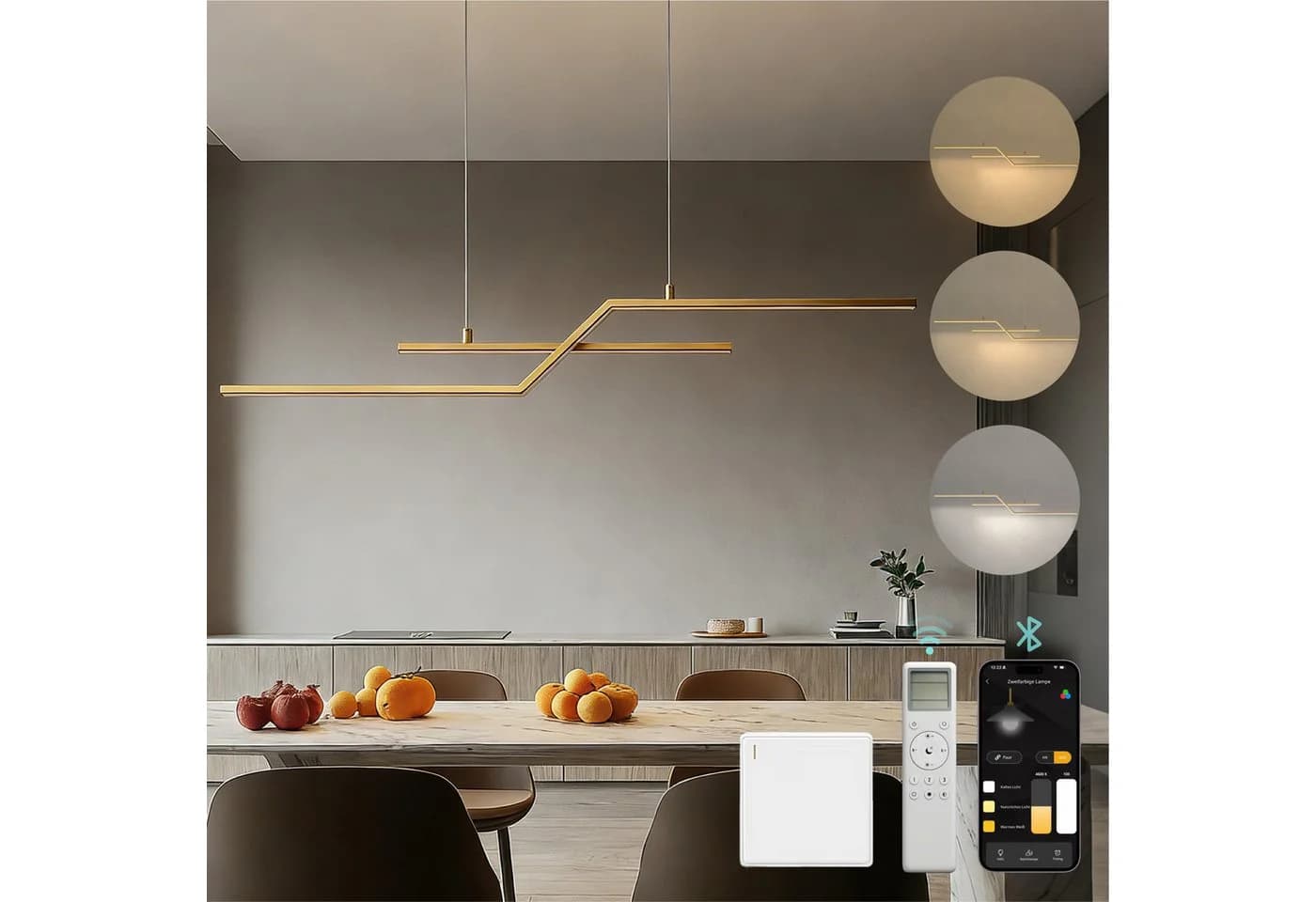 Mai & Mai LED Pendelleuchte Linear Design Gold/Schwarz