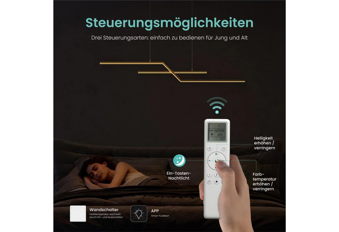 Mai & Mai LED Pendelleuchte Linear Design Gold/Schwarz - Bild 5
