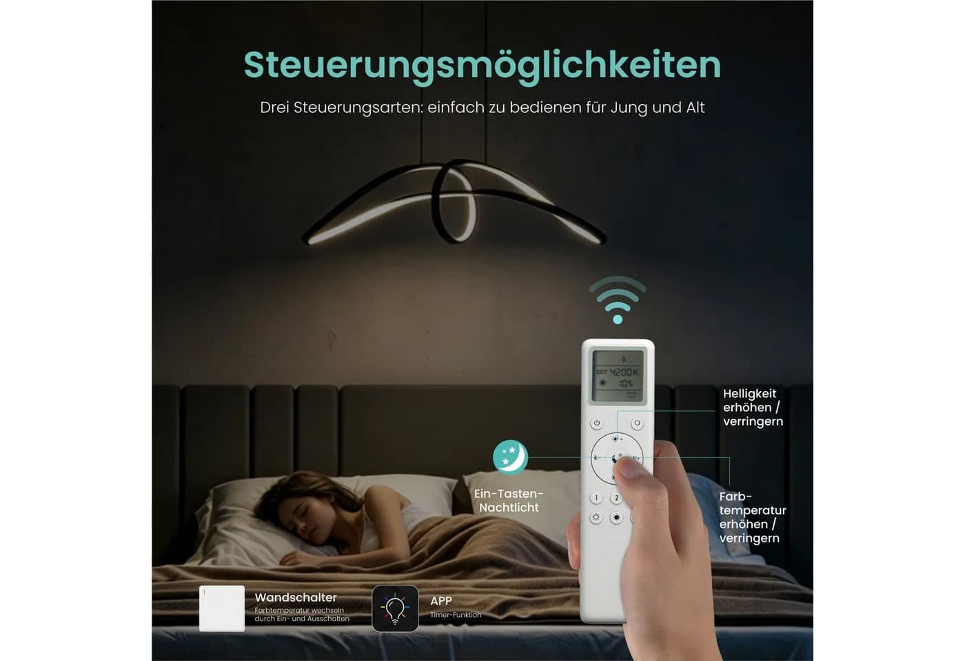 Mai & Mai LED Pendelleuchte Luvina11 Schwarz Höhenverstellbar - Bild 3
