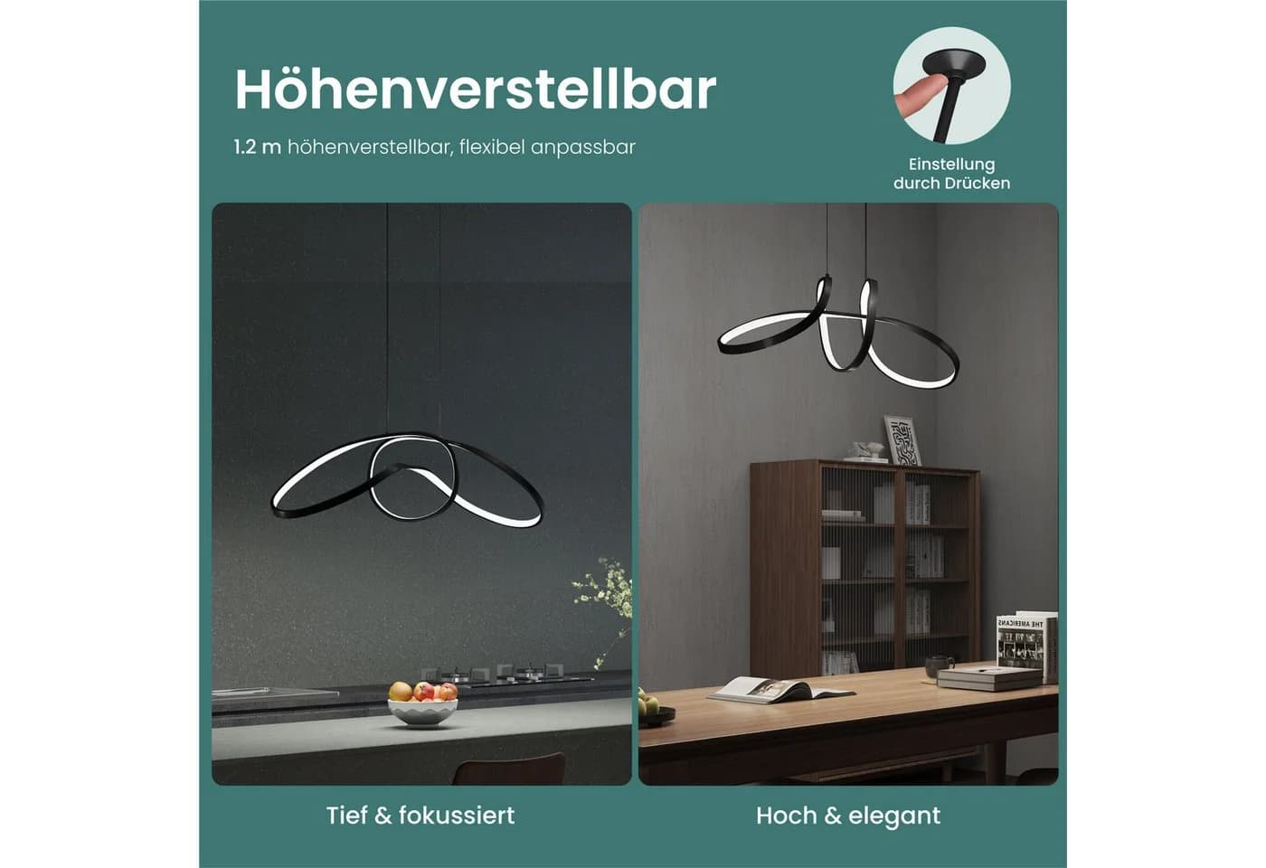 Mai & Mai LED Pendelleuchte Luvina11 Schwarz Höhenverstellbar - Bild 4