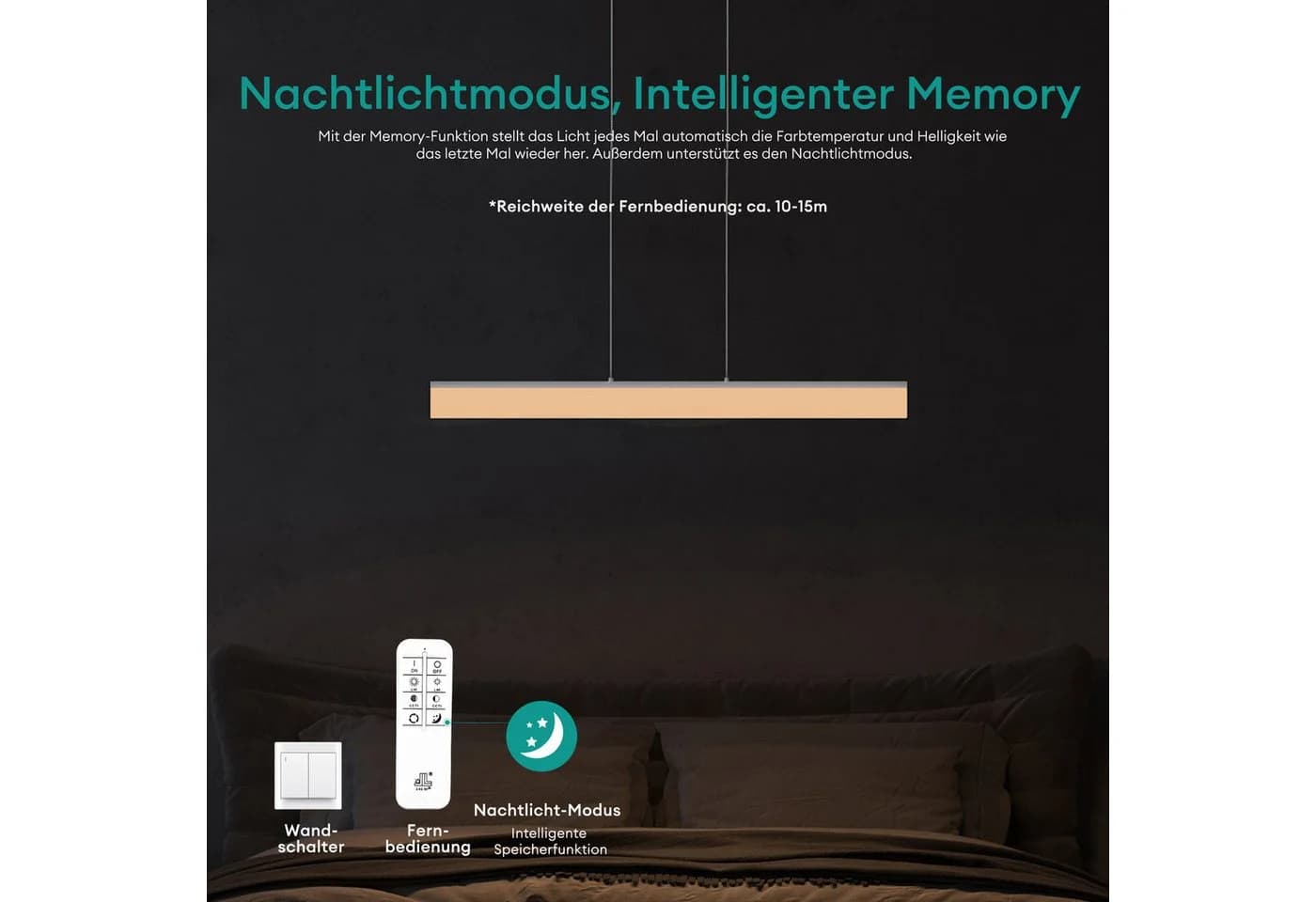 Mai & Mai LED Pendelleuchte Dimmbar mit Fernbedienung Weiß - Bild 4