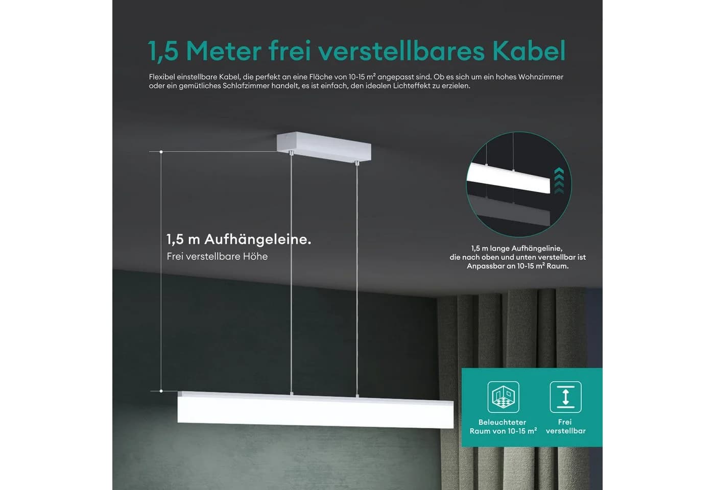 Mai & Mai LED Pendelleuchte Dimmbar mit Fernbedienung Weiß - Bild 5