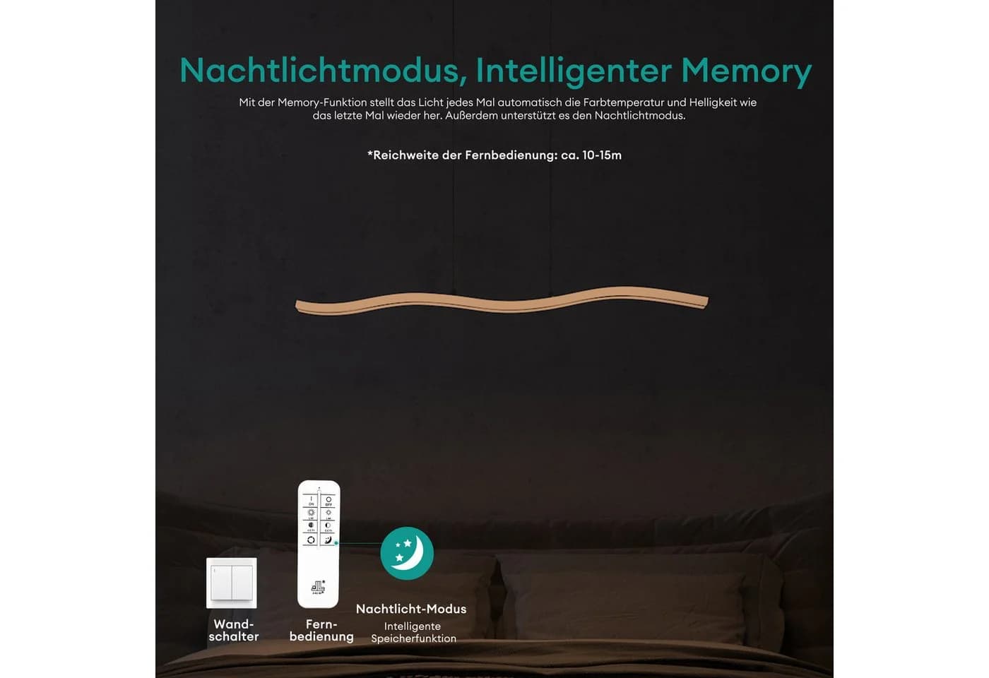 Mai & Mai LED Pendelleuchte Dimmbar Schwarz mit Fernbedienung - Bild 4