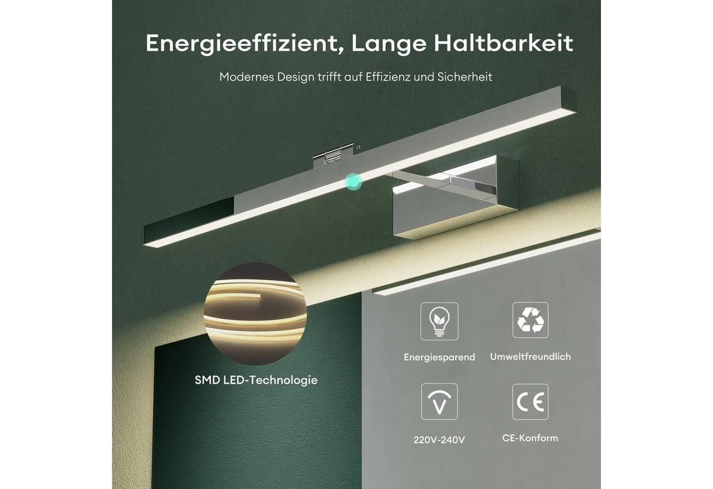 Mai & Mai LED Spiegelleuchte Badlampe 4000K 180° Drehbar 9W - Bild 4