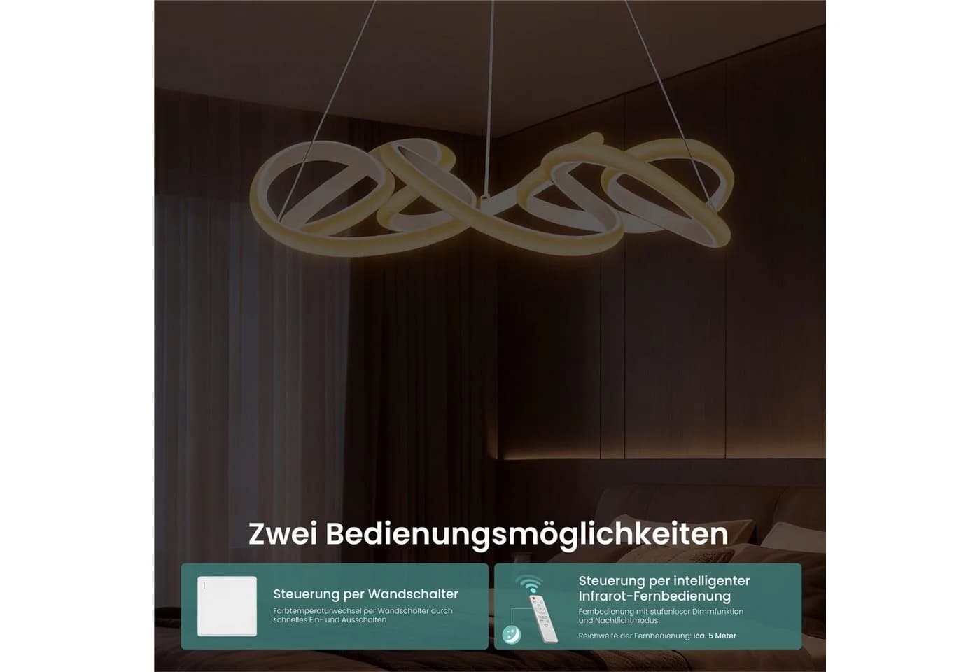 Mai & Mai Pendelleuchte LED-Hängelampe Dimmbar 67W - Bild 4