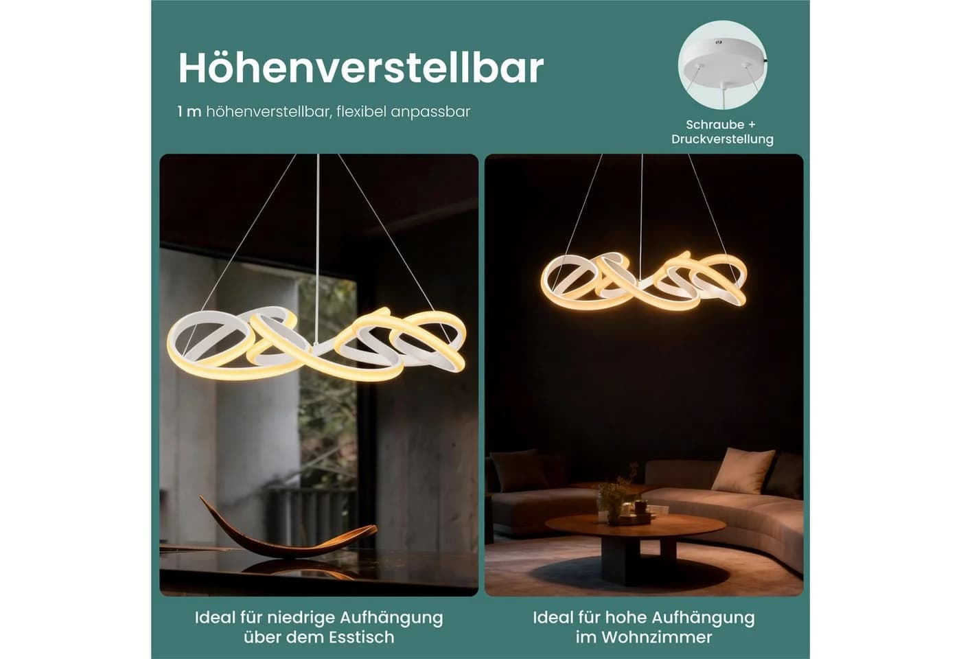 Mai & Mai Pendelleuchte LED-Hängelampe Dimmbar 67W - Bild 5