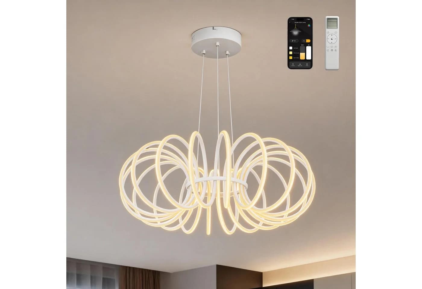 Mai & Mai Pendelleuchte LED mit Fernbedienung & Wandschalter Nuvora05 - Bild 2