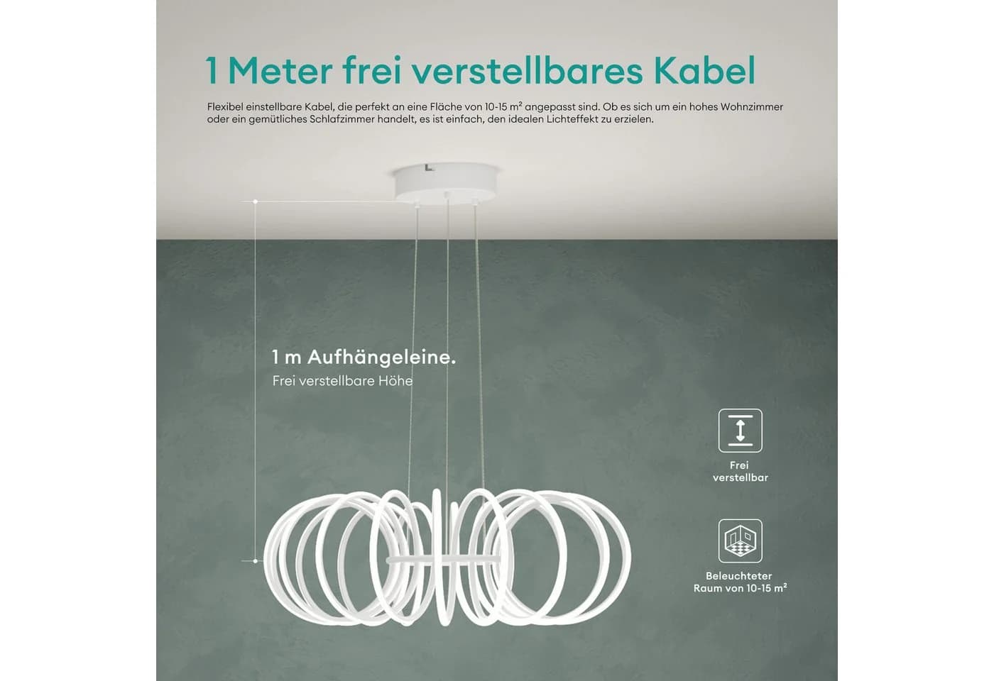 Mai & Mai Pendelleuchte LED mit Fernbedienung & Wandschalter Nuvora05 - Bild 4