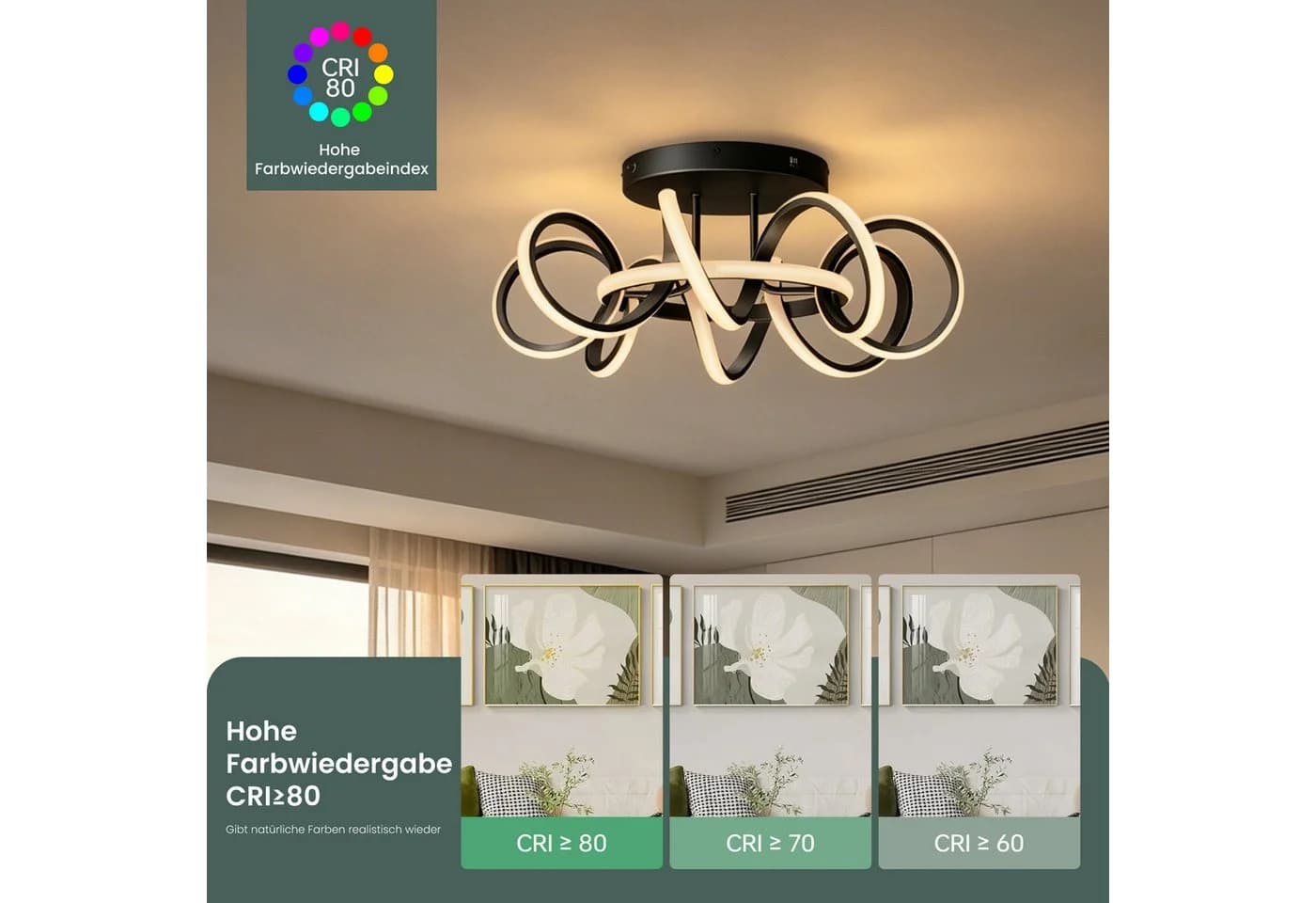 Mai & Mai Pendelleuchte LED dimmbar Schwarz 58cm - Bild 5