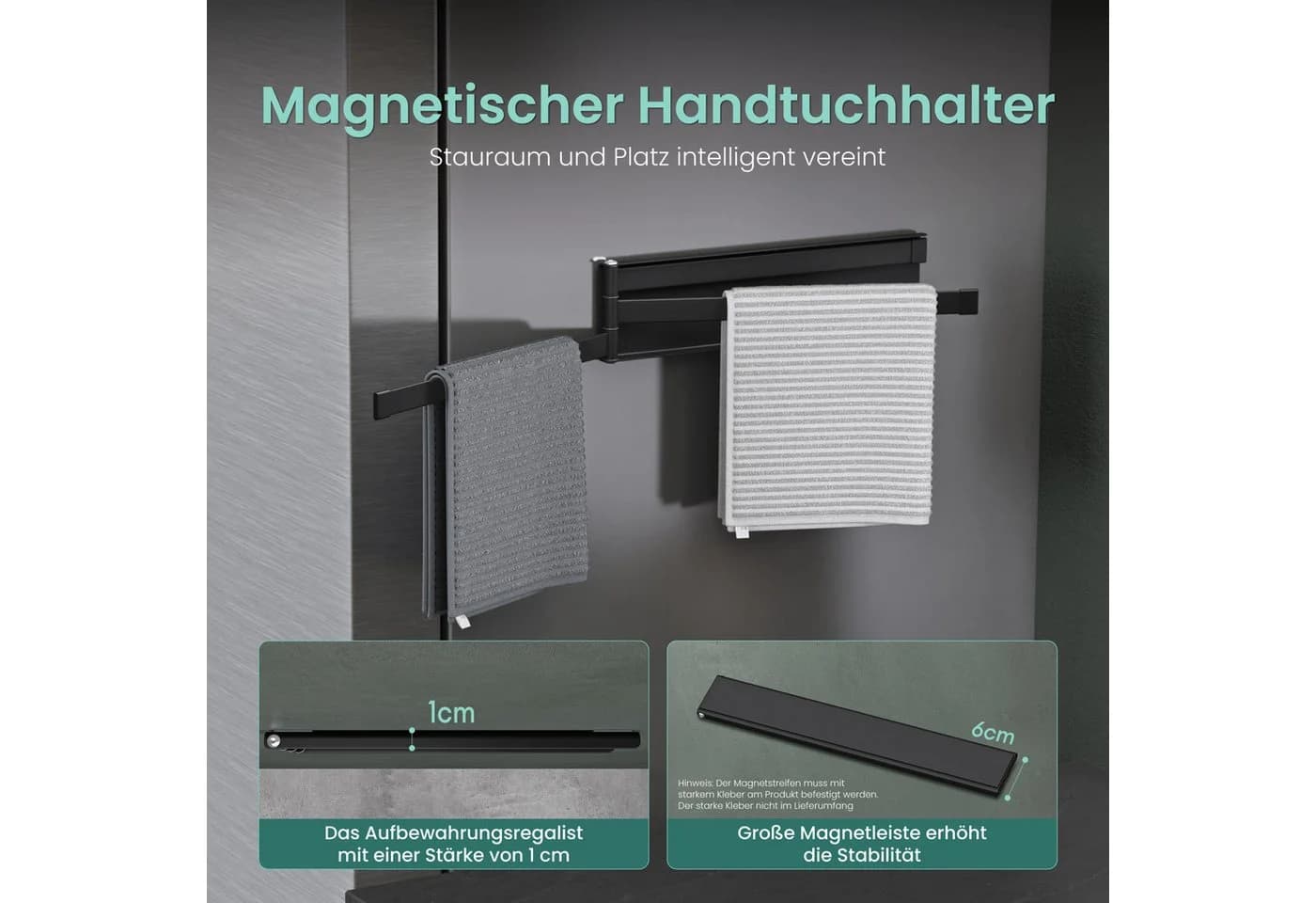 Mai & Mai Handtuchhalter Badetuchhalter 180° schwenkbar 3 Arme - Bild 3