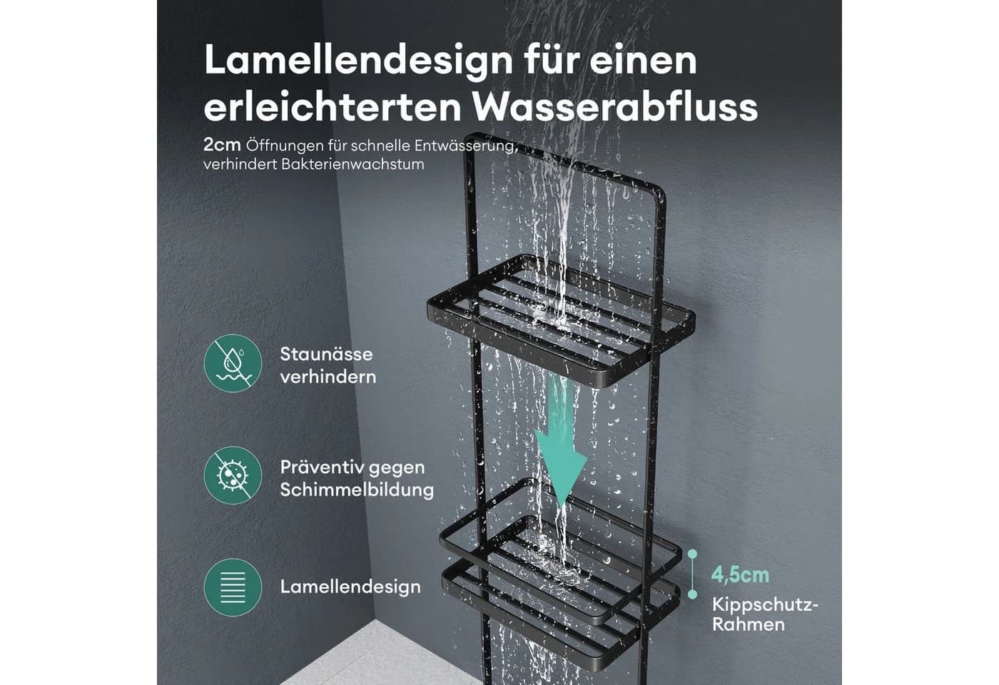 Mai & Mai Duschablage Badezimmerregal Standregal 3-stöckige aus Metall Reglo-02 - Bild 3