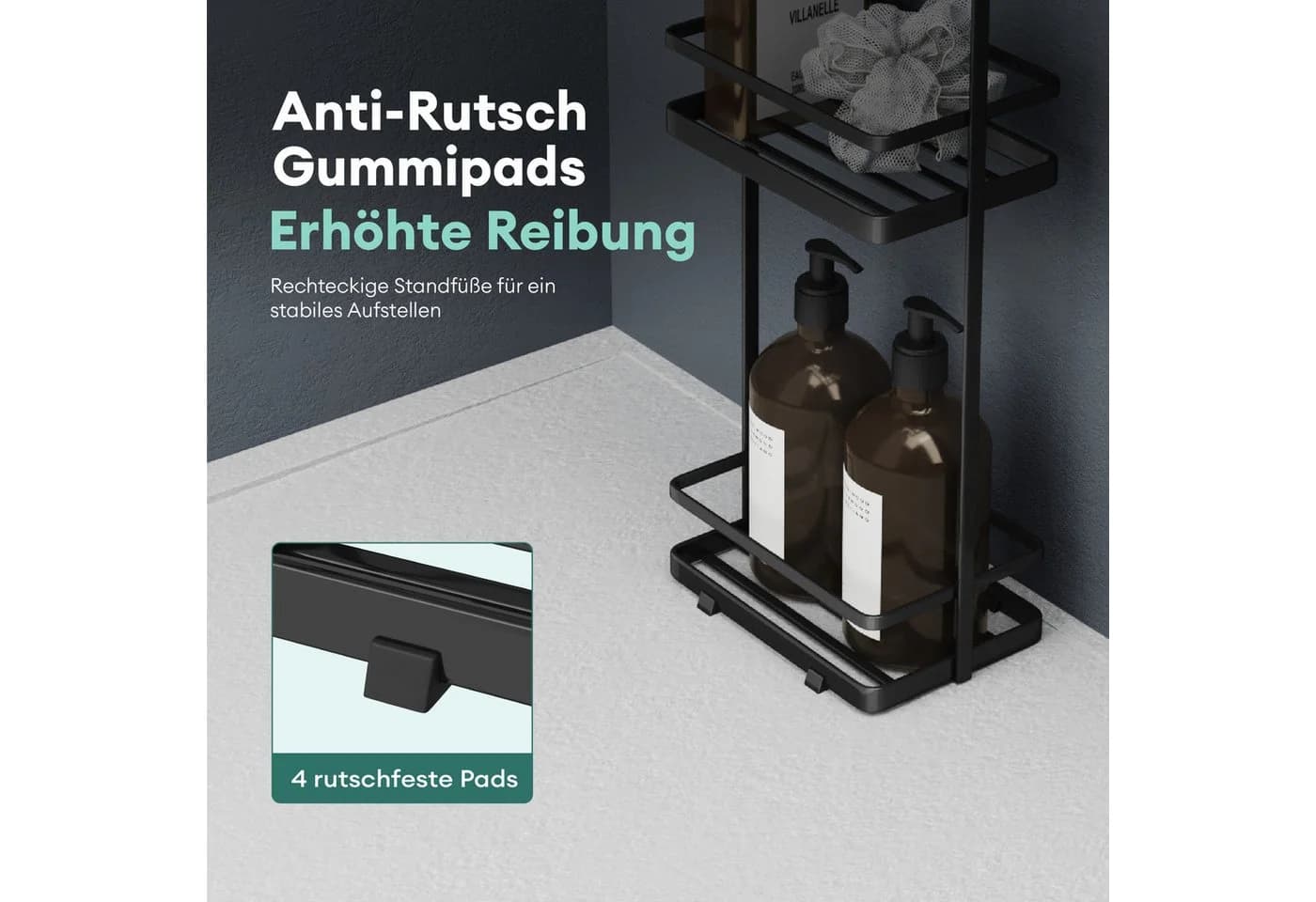 Mai & Mai Duschablage Badezimmerregal Standregal 3-stöckige aus Metall Reglo-02 - Bild 5