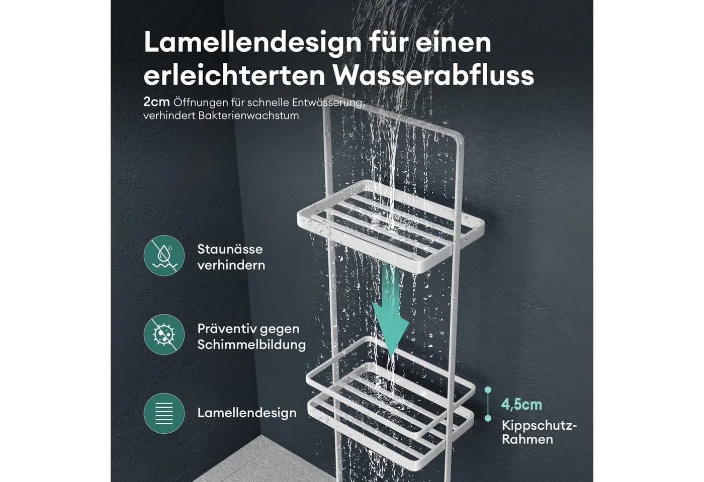 Mai & Mai Badregal Badezimmerregal 3-stöckig Metall Reglo-02 Schwarz/Weiß - Bild 3