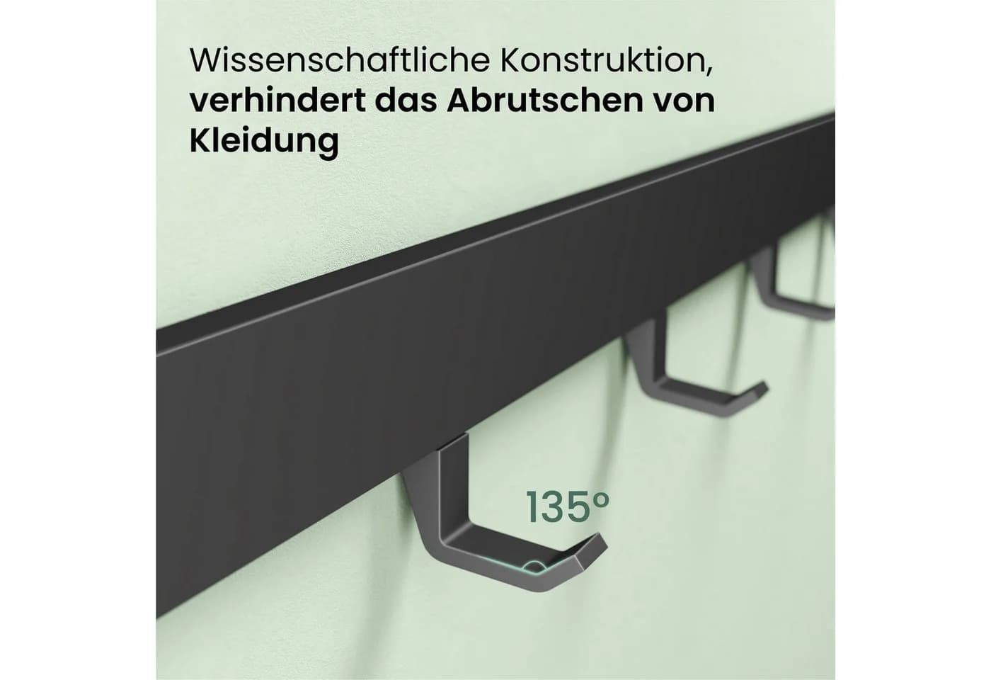 Mai & Mai Garderobenleiste Stalo-10 mit verstellbaren Haken Schwarz Aluminium - Bild 3