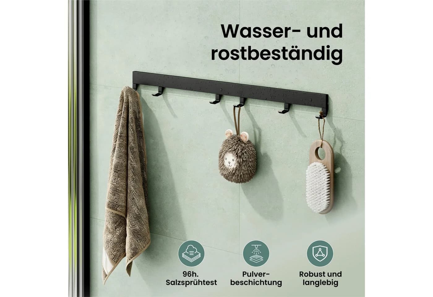 Mai & Mai Garderobenleiste Stalo-10 mit verstellbaren Haken Schwarz Aluminium - Bild 4