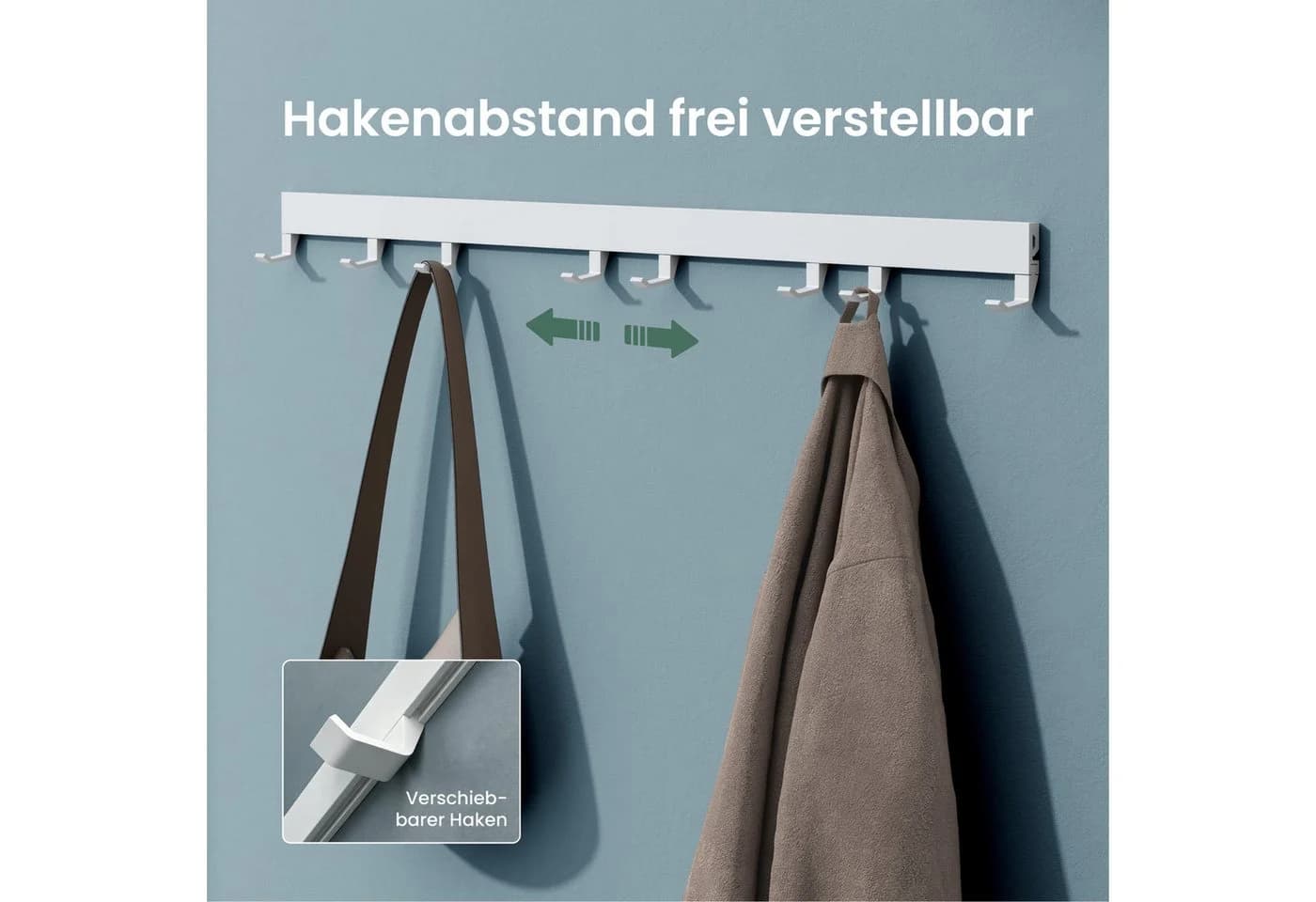 Mai & Mai Garderobenleiste mit verstellbaren Haken Aluminium - Bild 3