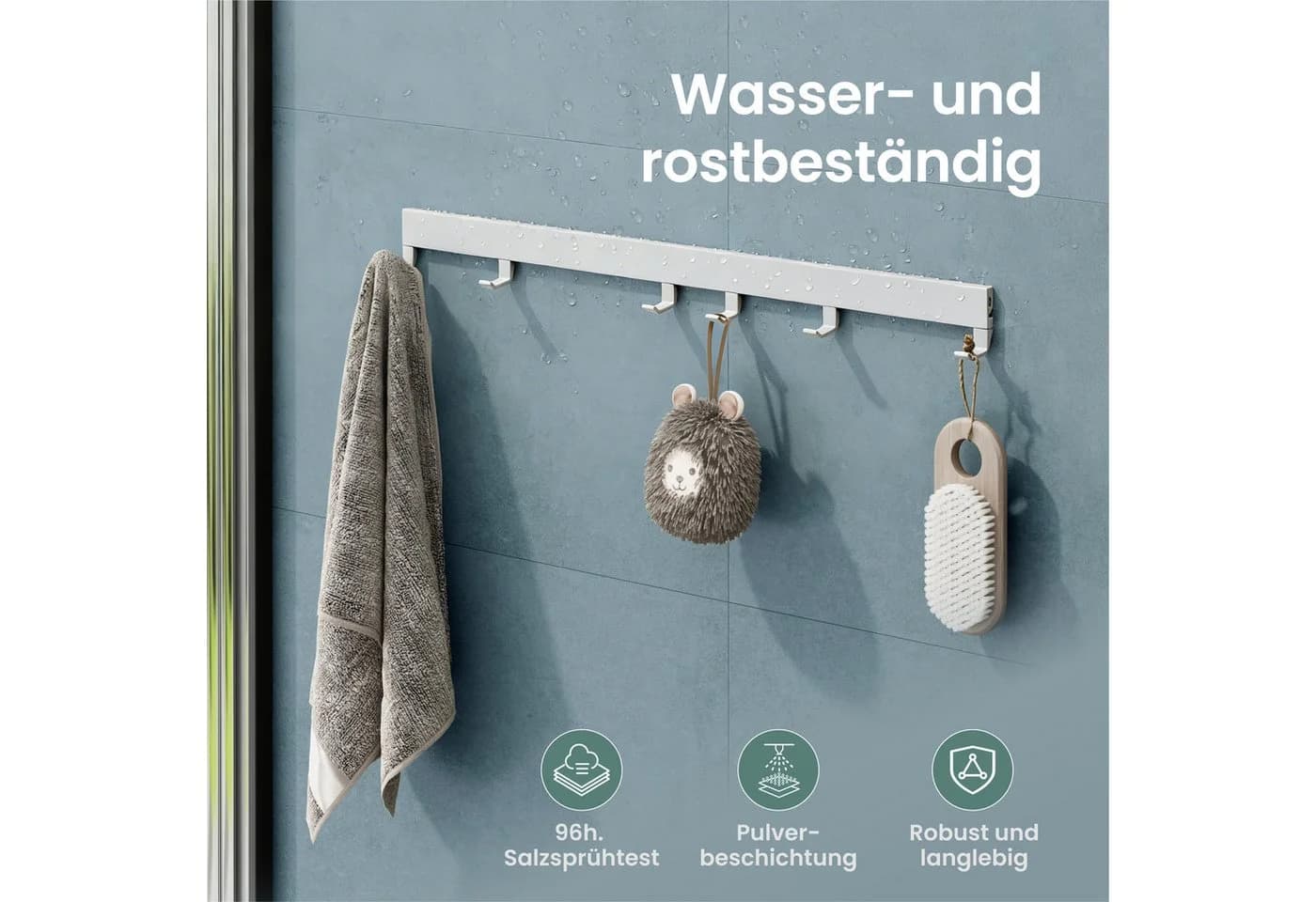 Mai & Mai Garderobenleiste mit verstellbaren Haken Aluminium - Bild 5