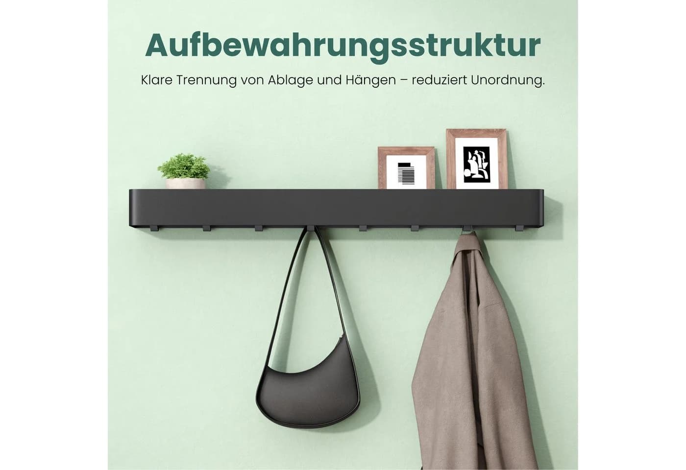 Mai & Mai Wandgarderobe Reglo-05 mit Ablage Sandschwarz
