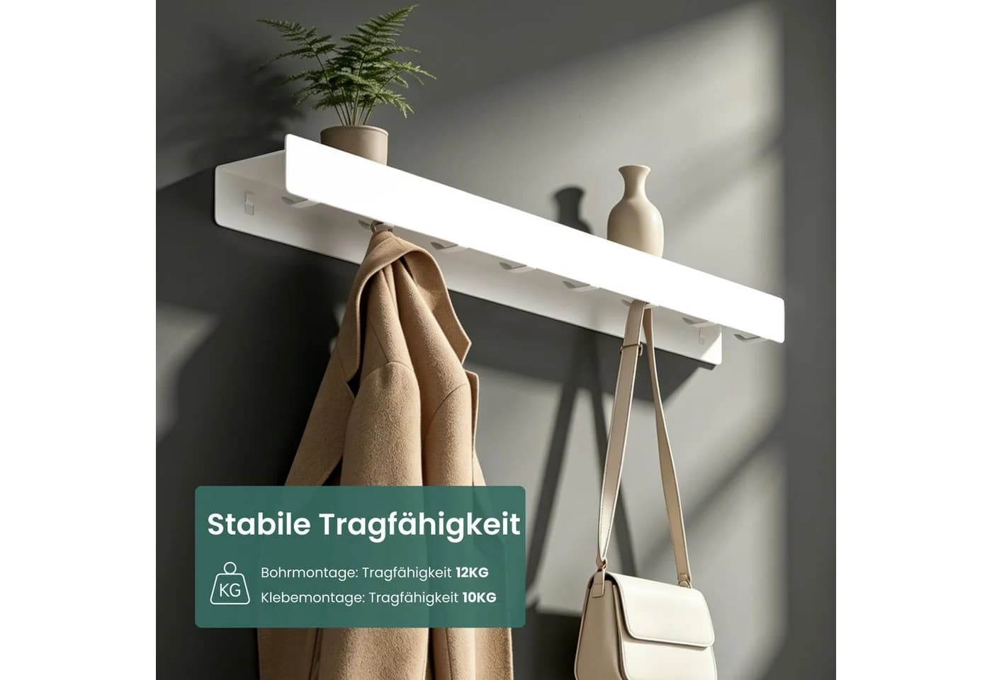 Mai & Mai Garderobenleiste Stalo-11 mit Ablage und Haken - Bild 4
