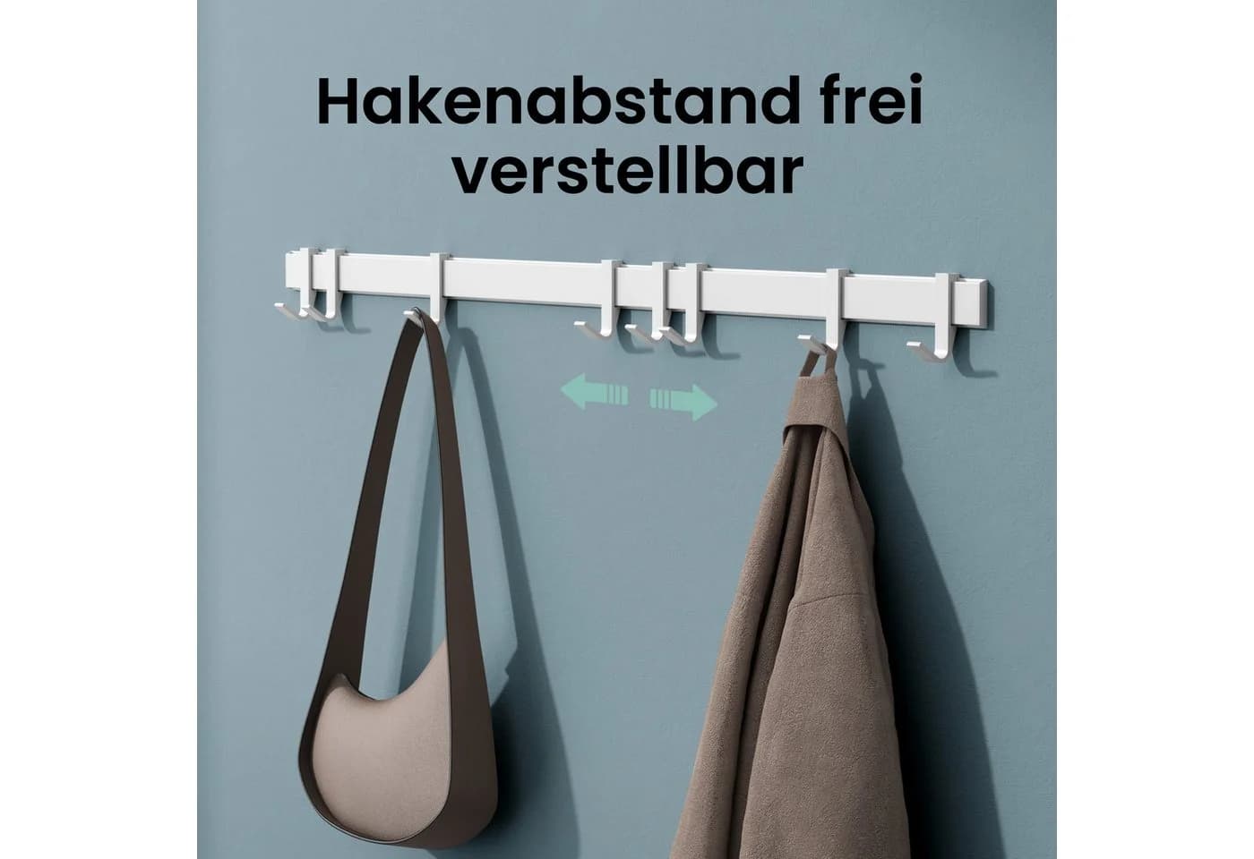 Mai & Mai Wandgarderobe Stalo-12 Aluminium mit verschiebbaren Haken Schwarz/Weiß