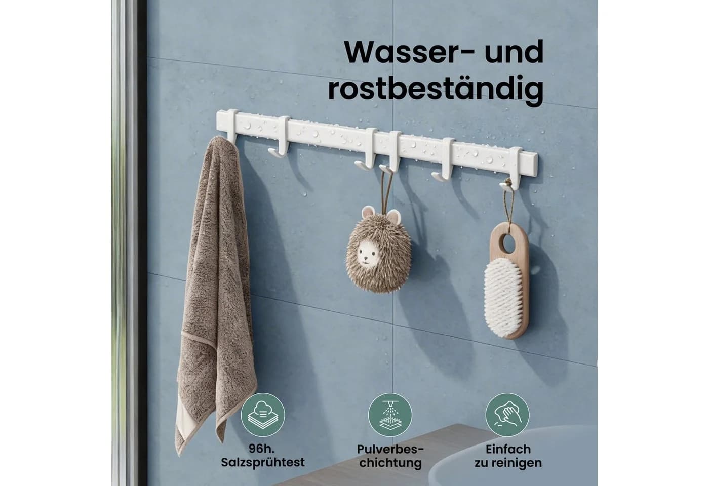Mai & Mai Wandgarderobe Stalo-12 Aluminium mit verschiebbaren Haken Schwarz/Weiß - Bild 4