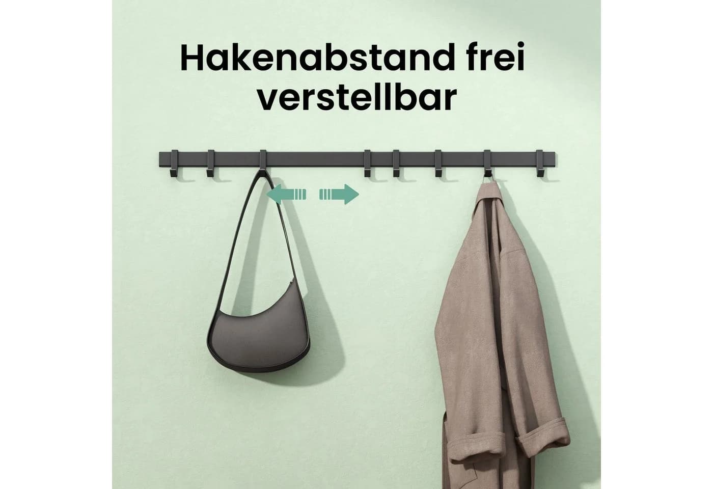 Mai & Mai Wandgarderobe Stalo-12 Aluminium mit verschiebbaren Haken Schwarz/Weiß