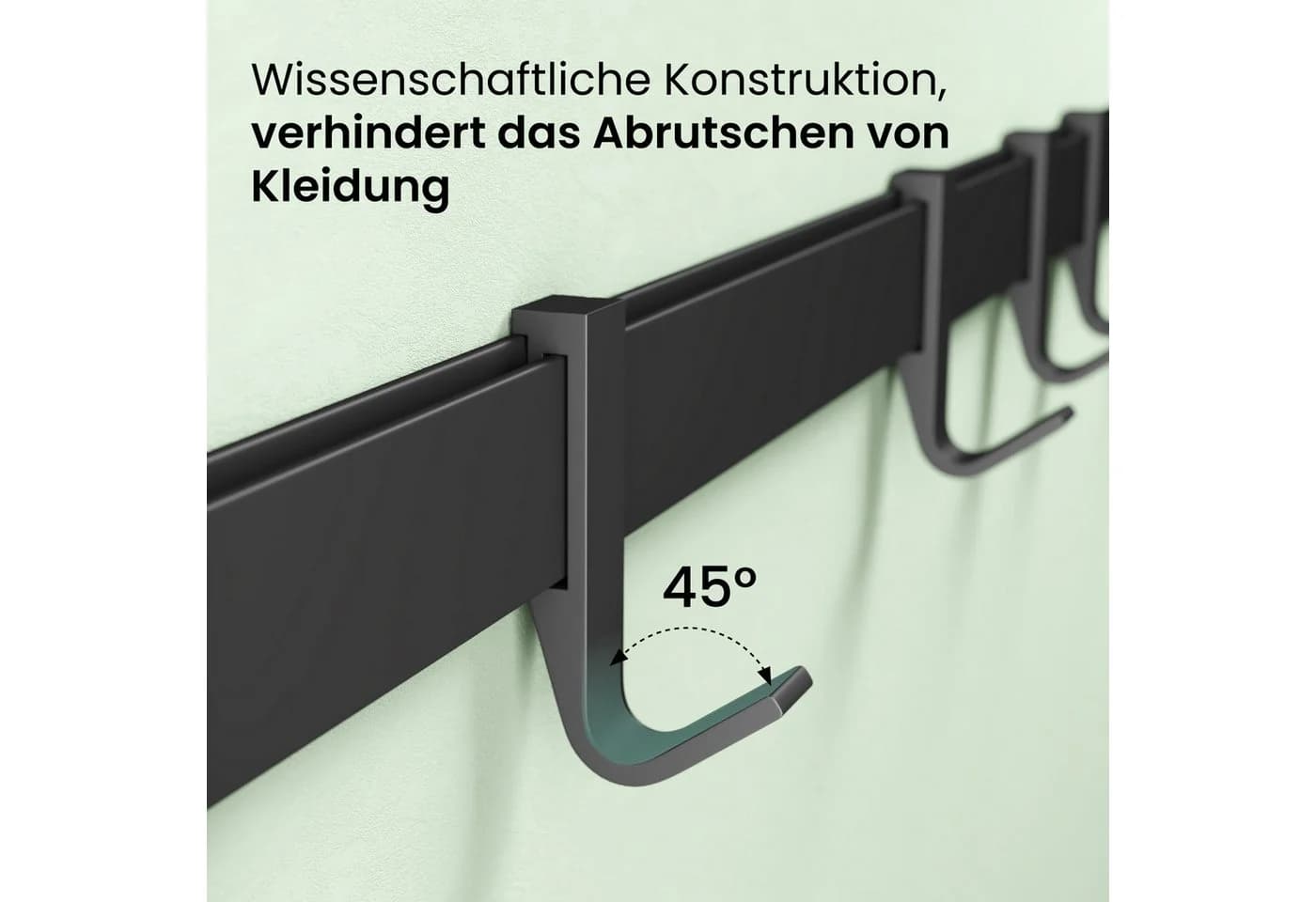 Mai & Mai Wandgarderobe Stalo-12 Aluminium mit verschiebbaren Haken Schwarz/Weiß - Bild 3