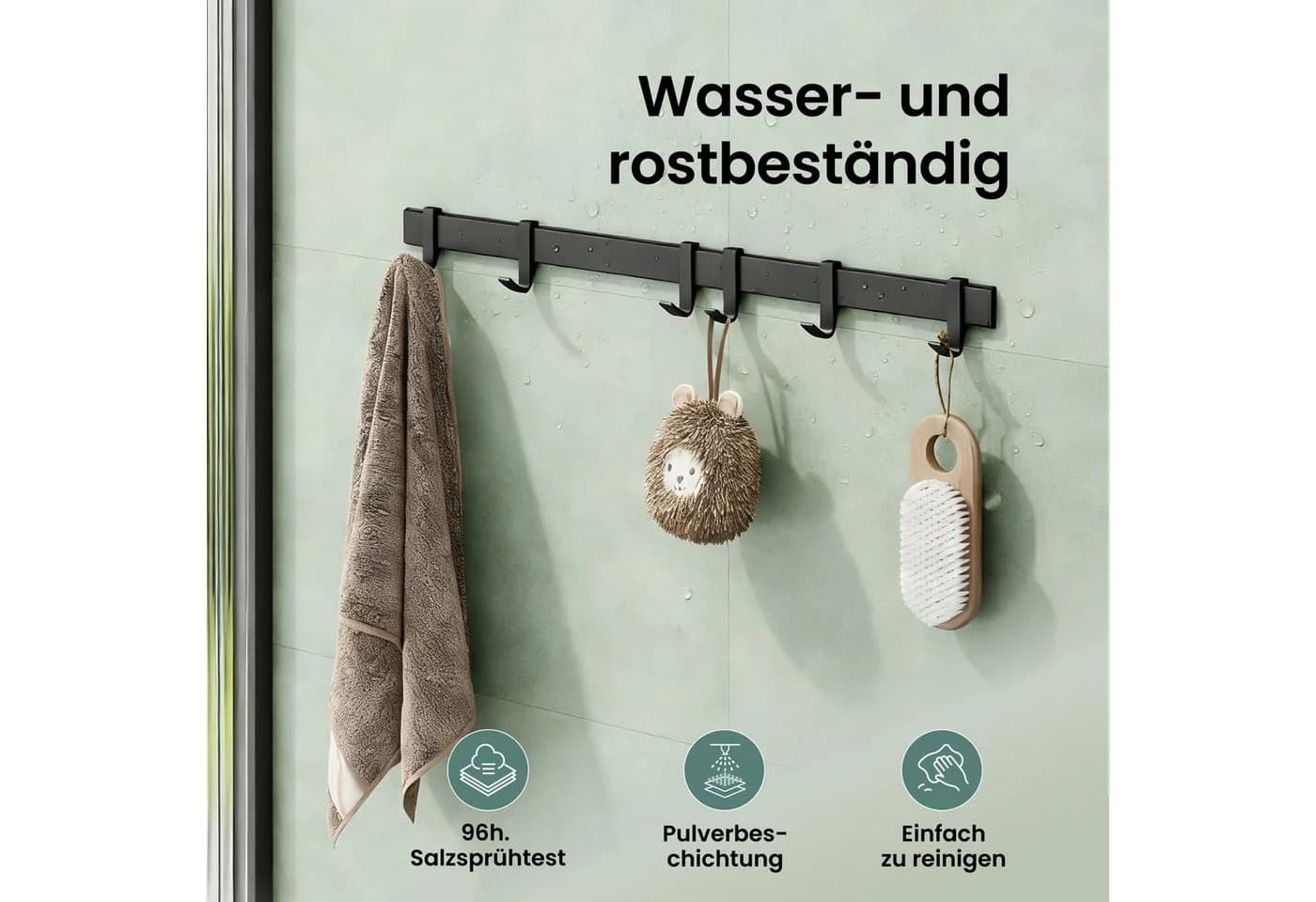 Mai & Mai Wandgarderobe Stalo-12 Aluminium mit verschiebbaren Haken Schwarz/Weiß - Bild 4