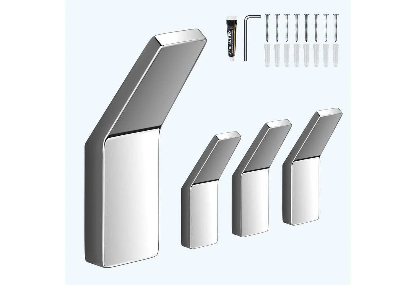 Mai & Mai Wandgarderobe Kleiderhaken 4 Stück Silber Minimalistisch - Bild 2