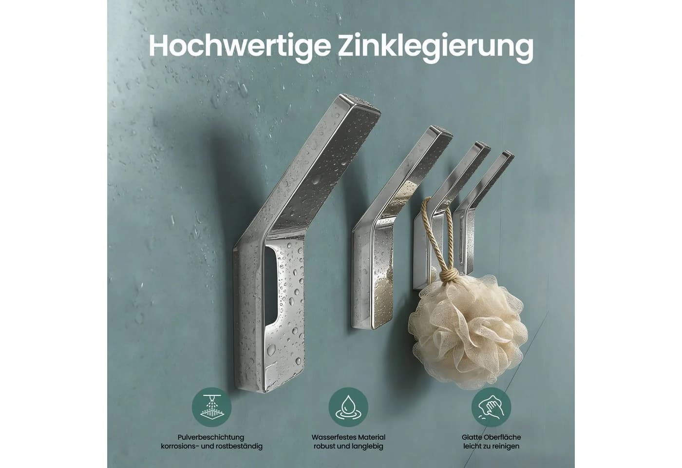 Mai & Mai Wandgarderobe Kleiderhaken 4 Stück Silber Minimalistisch - Bild 3