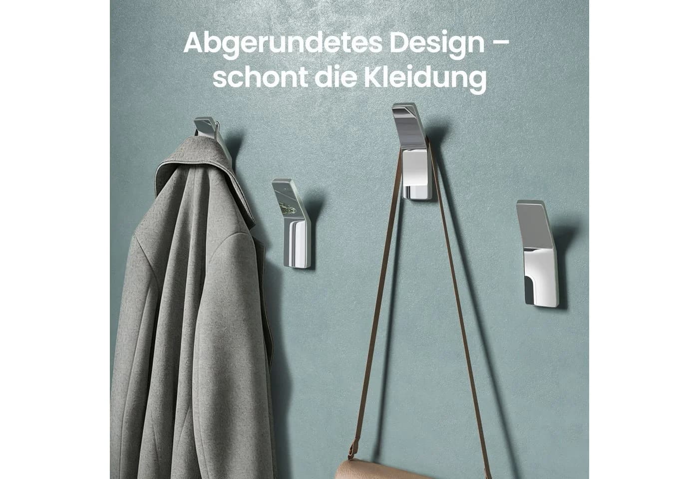 Mai & Mai Wandgarderobe Kleiderhaken 4 Stück Silber Minimalistisch - Bild 4