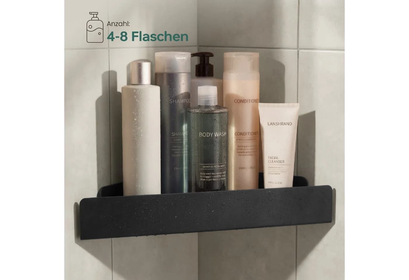 Mai & Mai Duschablage Eck-Badregal Reglo-07 Rostfrei Schwarz/Weiß - Bild 4