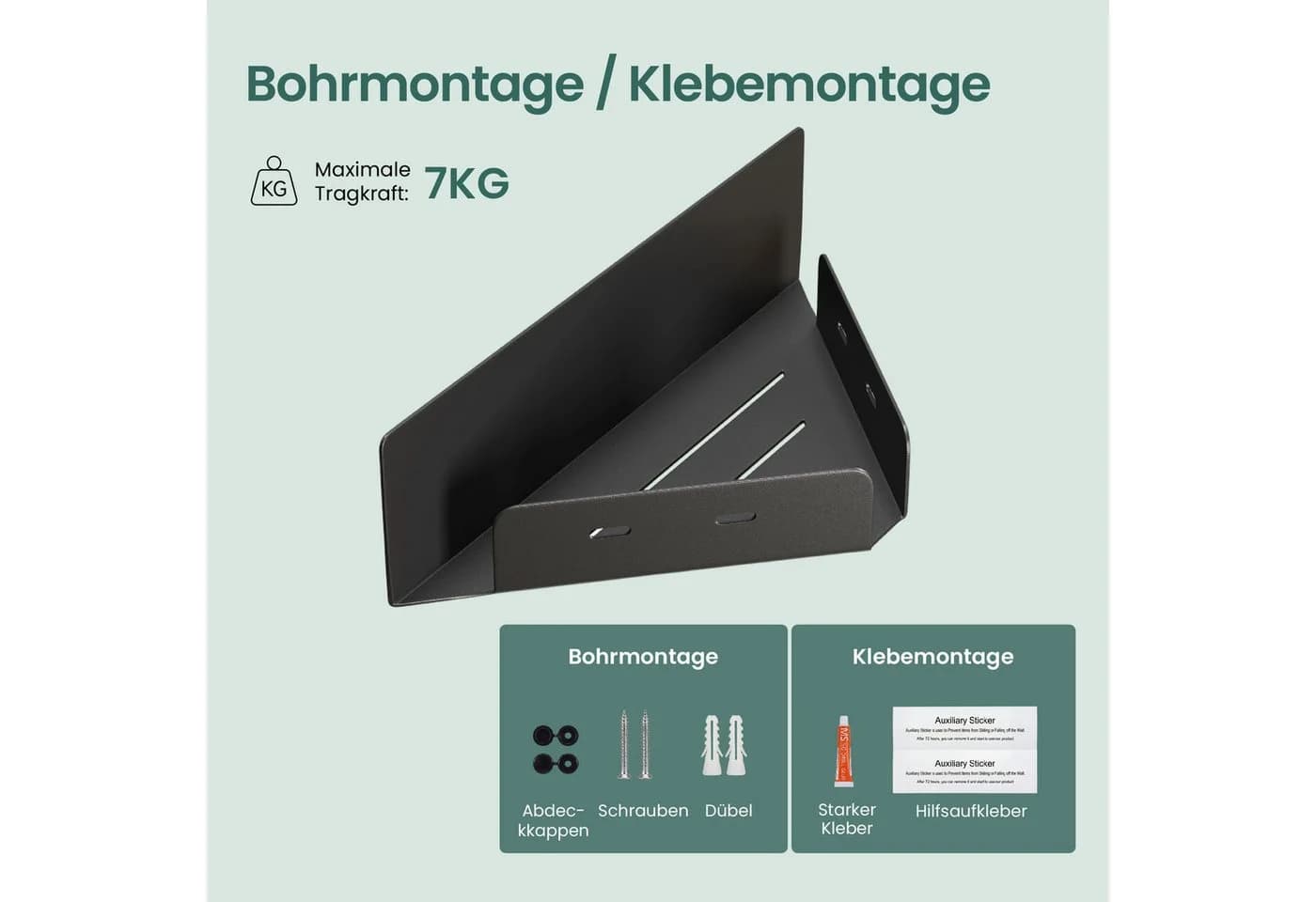 Mai & Mai Duschablage Eck-Badregal Reglo-07 Rostfrei Schwarz/Weiß - Bild 5