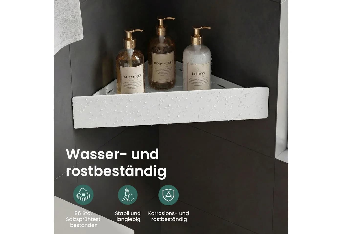 Mai & Mai Duschablage Eck-Badregal Reglo-07 Rostfrei Sandweiß/Schwarz - Bild 3