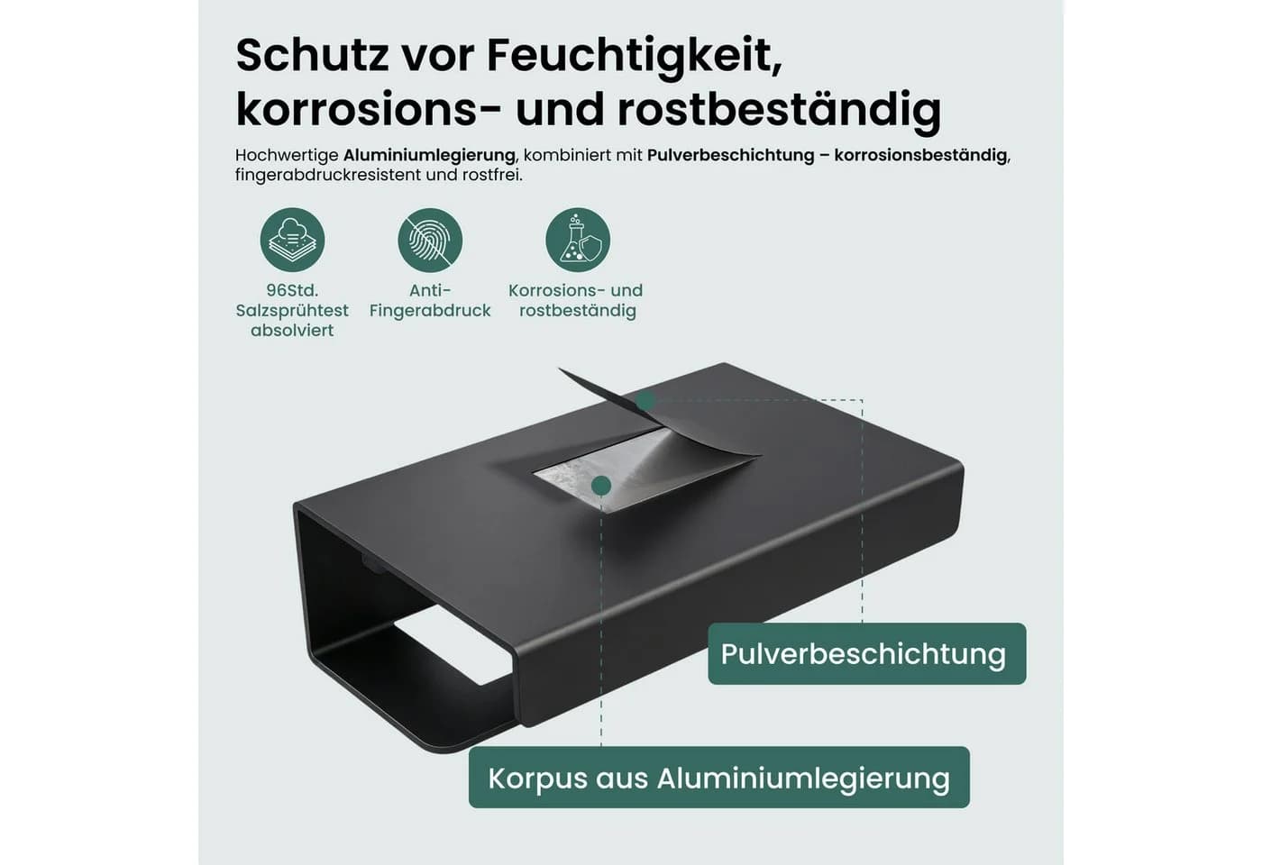 Mai & Mai Toilettenpapierhalter Lino-05 mit Ablage Aluminium Schwarz/Weiß