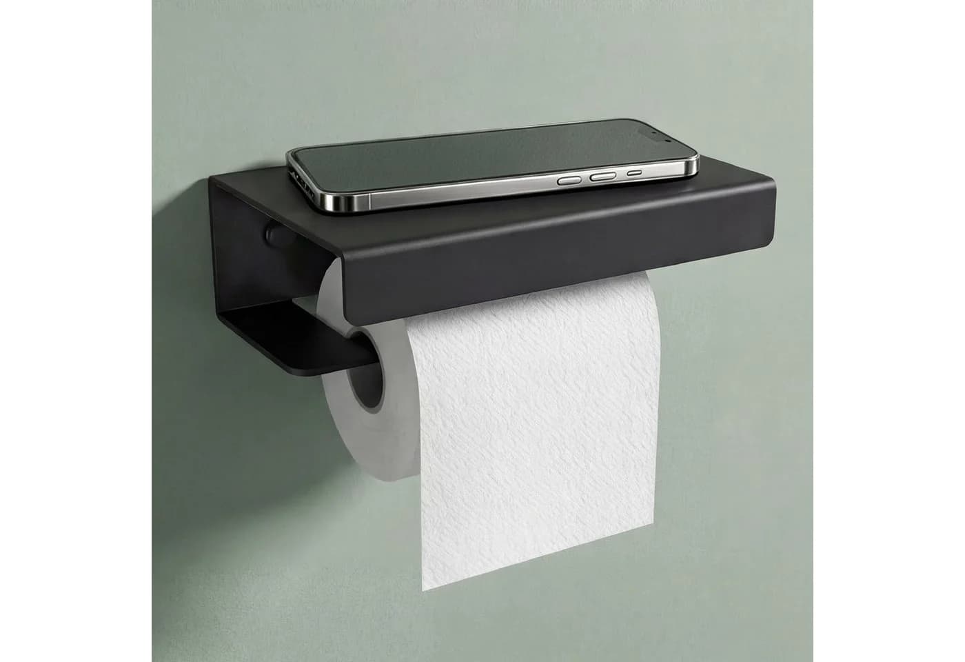 Mai & Mai Toilettenpapierhalter Lino-05 mit Ablage Aluminium Schwarz/Weiß - Bild 2