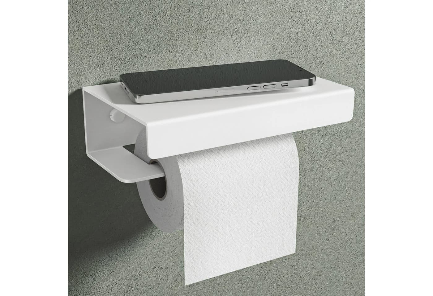 Mai & Mai Toilettenpapierhalter mit Ablage L-Form Aluminium Sandweiß - Bild 2