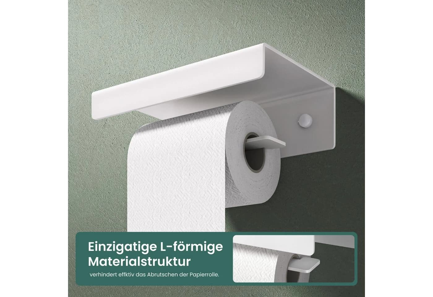 Mai & Mai Toilettenpapierhalter mit Ablage L-Form Aluminium Sandweiß - Bild 3