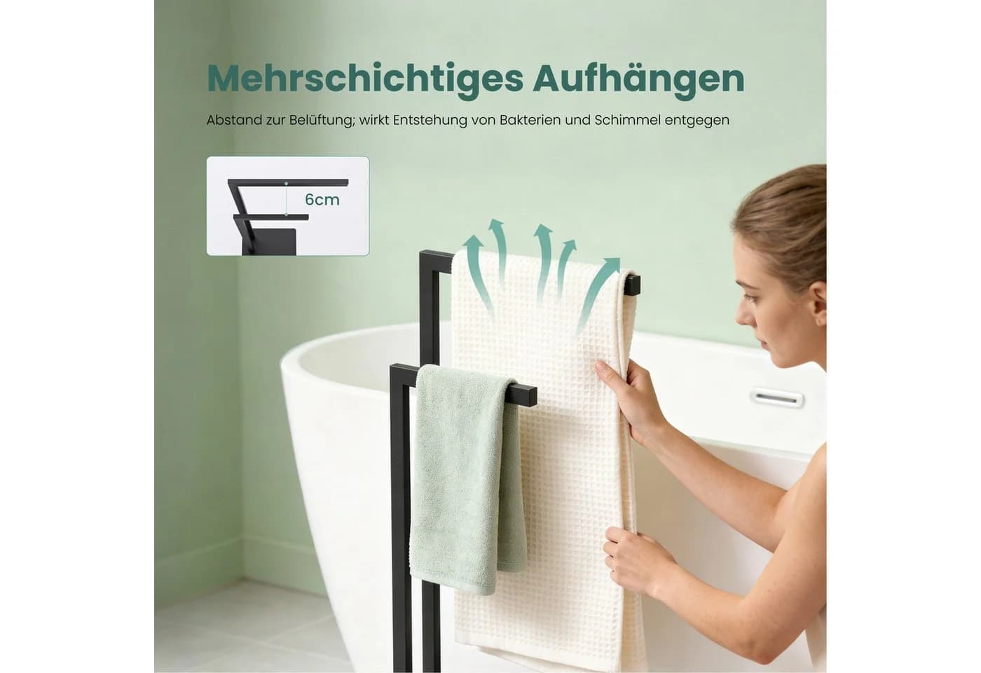 Mai & Mai Handtuchhalter Tavrin-02 Edelstahl Schwarz/Weiß - Bild 3