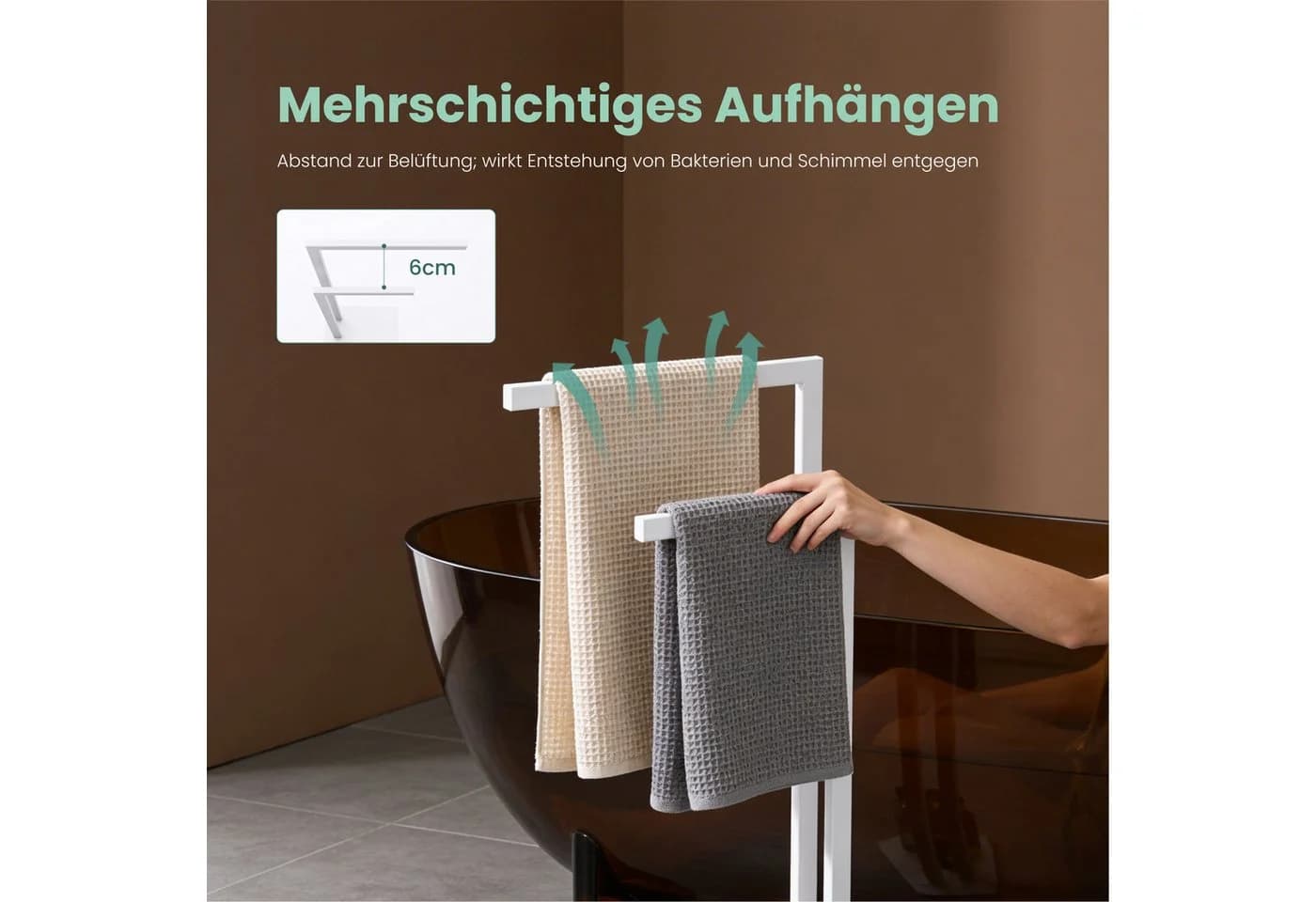 Mai & Mai Handtuchhalter Tavrin-02 Edelstahl freistehend 2 Stangen - Bild 3