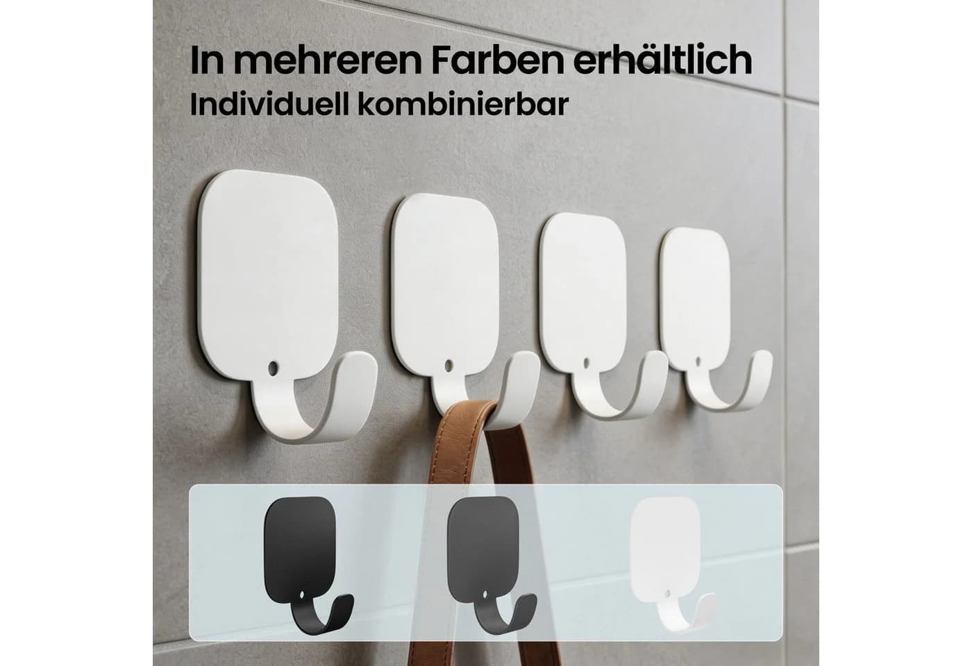 Mai & Mai Wandhaken 4er Set Aluminium Weiß/Grau/Schwarz