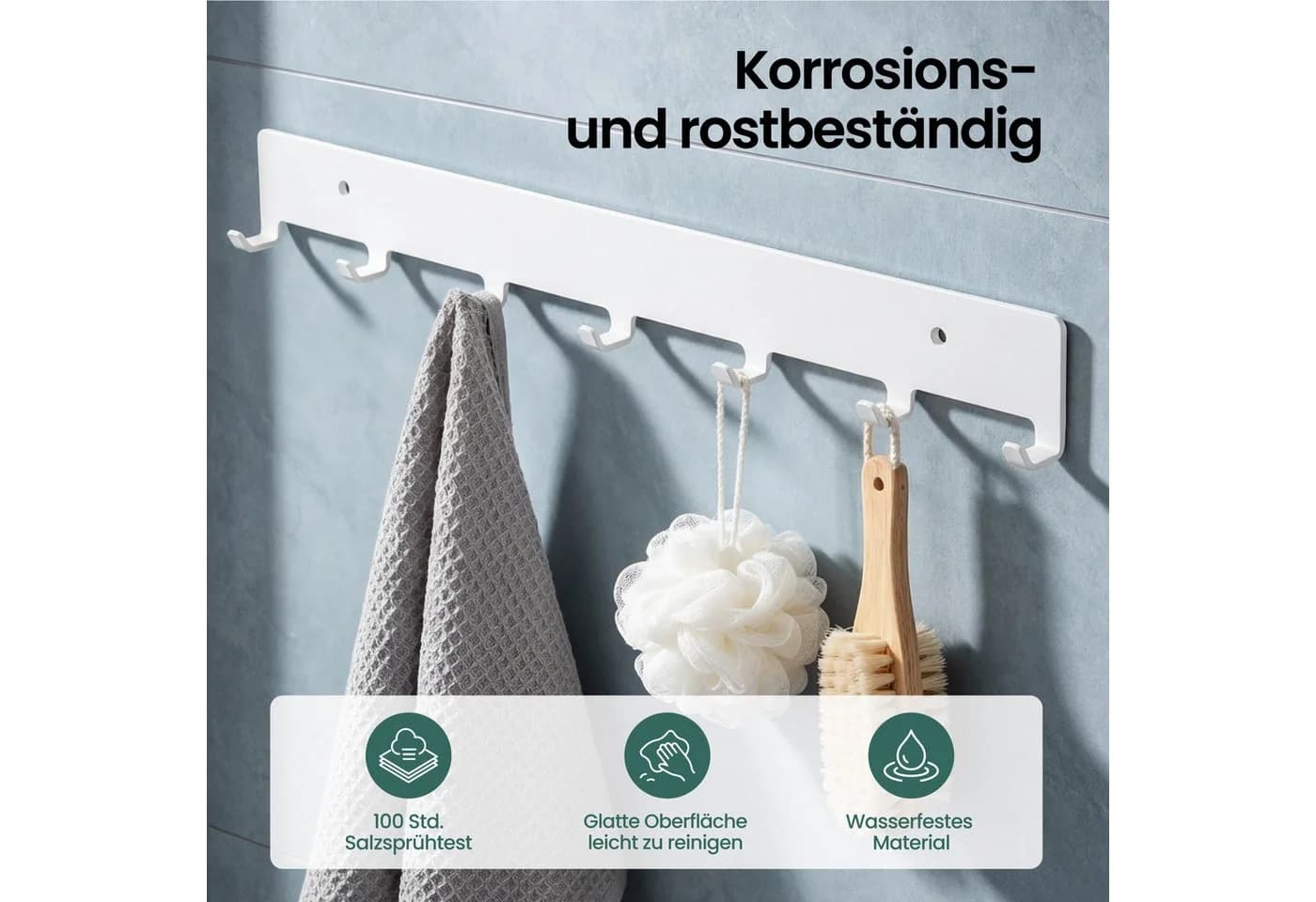 Mai & Mai Hakenleiste 7-fach Schwarz/Weiß Rutschfest