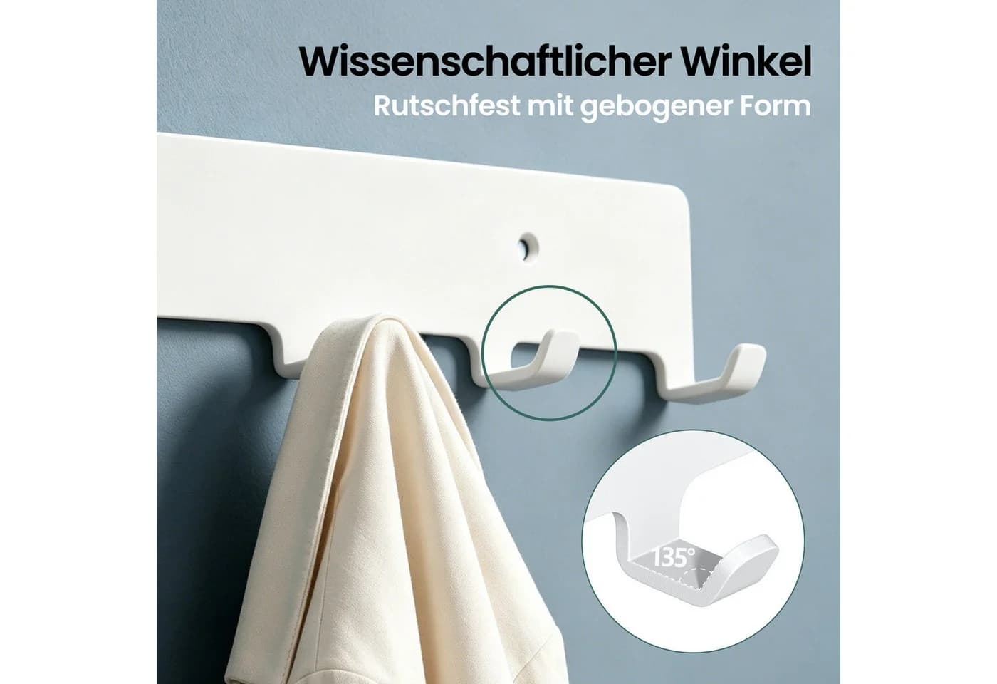 Mai & Mai Hakenleiste 7-fach Schwarz/Weiß Rutschfest - Bild 3